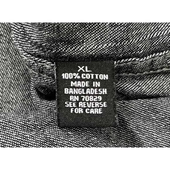 Men's Carbon Classic Fit Demin Long Sleeve Snap Up Dark Blue Size XL Shirt - Picture 7 of 7